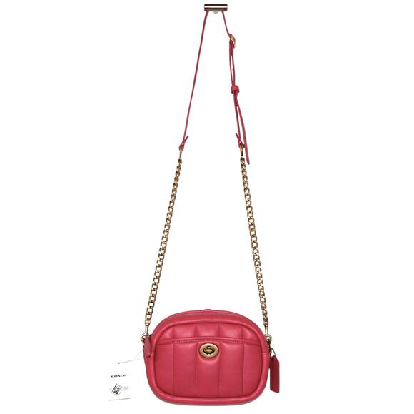 Coach Quilted Leather Camera Bag Watermelon Pink NWT - Picture 2 of 5